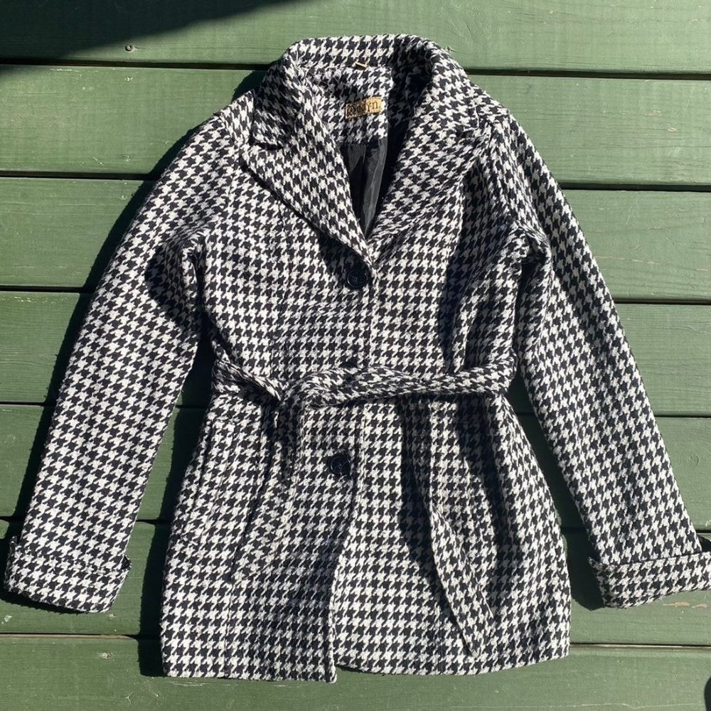 Odyn Brand Black and White Gingham Coat Size Small